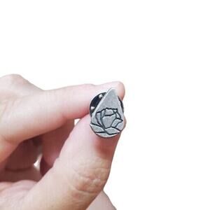 K. Bernu Sterling Silver Black Rose Teardrop Pendant Vintage